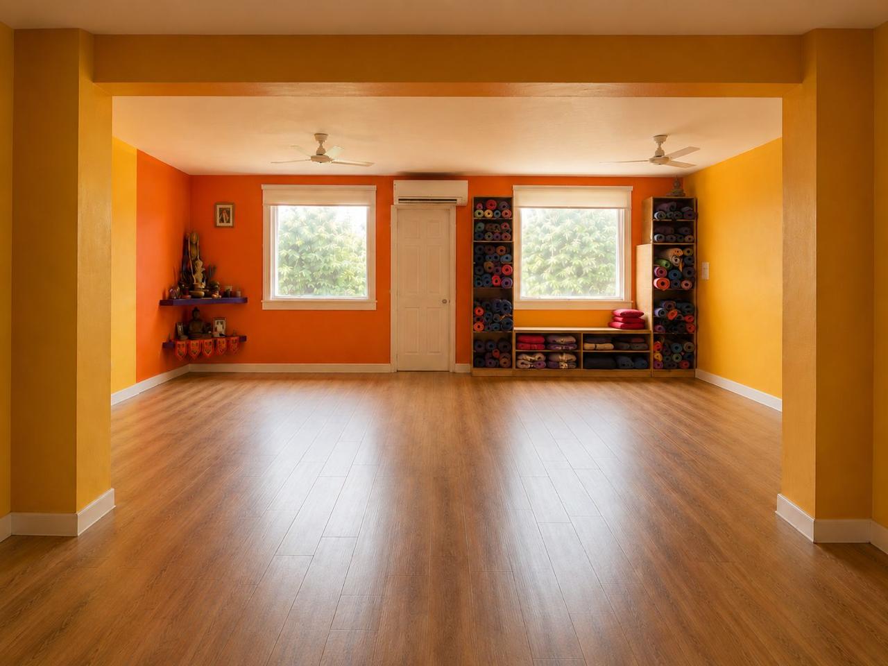 Sala de prática do Saraswati Studio de Yoga, no Leblon